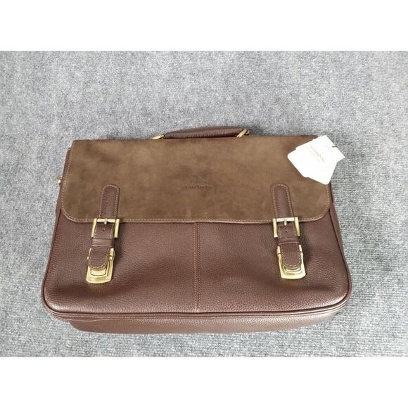 Mashad Leather Briefcase Men‎ Brown Adjustable Strap Locks Business Work - Picture 1 of 11